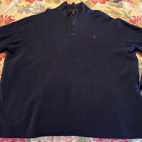 RALPH LAUREN size XXL 1/4 Zip Cotton Mockneck Navy Blue Polo Pullover Logo NEW - Picture 8 of 13